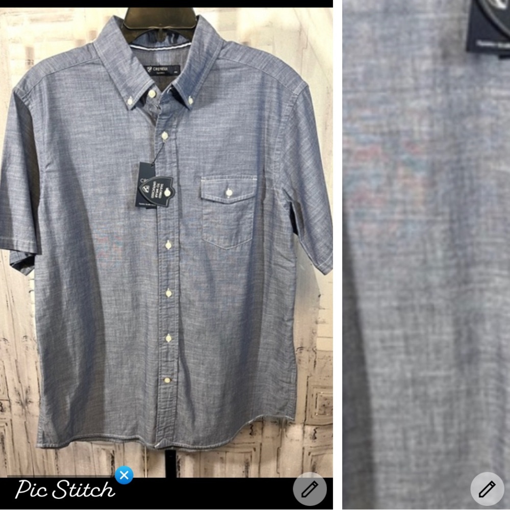 Nwt Cremieux classic mens large blue shirt sleeve button down shirt